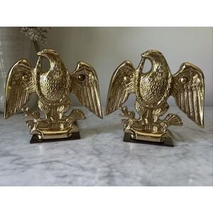 Brass Gold Vintage Eagle Book End Holders- set Of 2